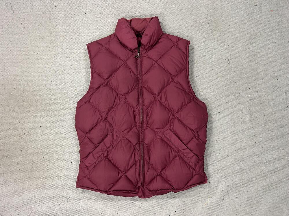 Eddie Bauer Vest Womens Small Burgundy Goose Down Quilted Puffer Outdoors Hiking
